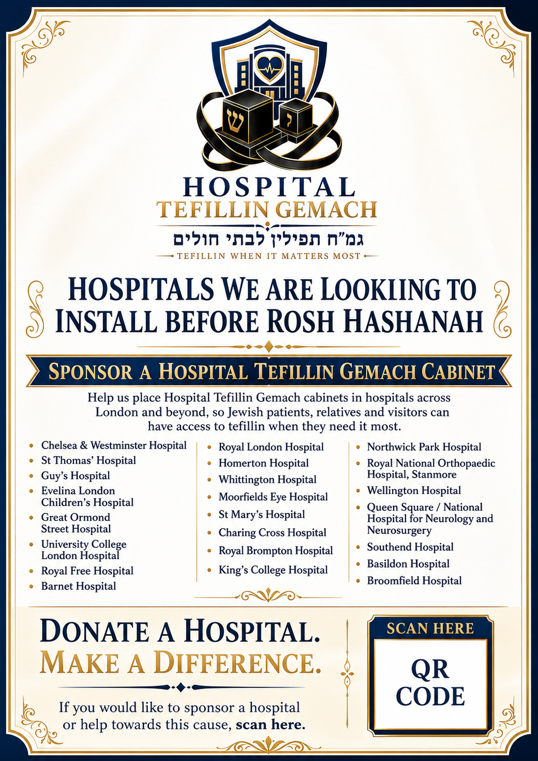Hospital Tefillin Gemach campaign poster